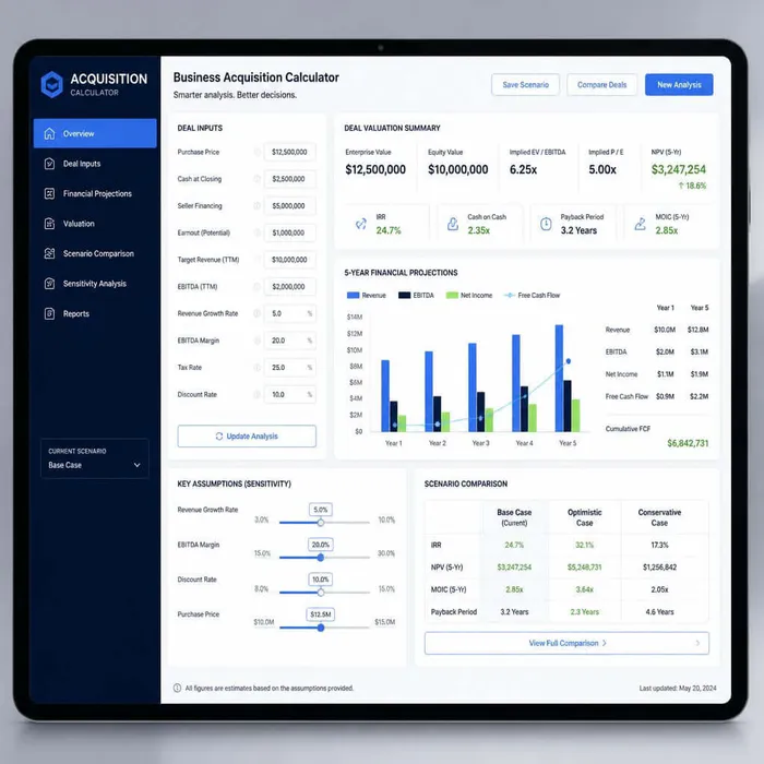 Business Acquisition Calculator for Smarter Deal Analysis