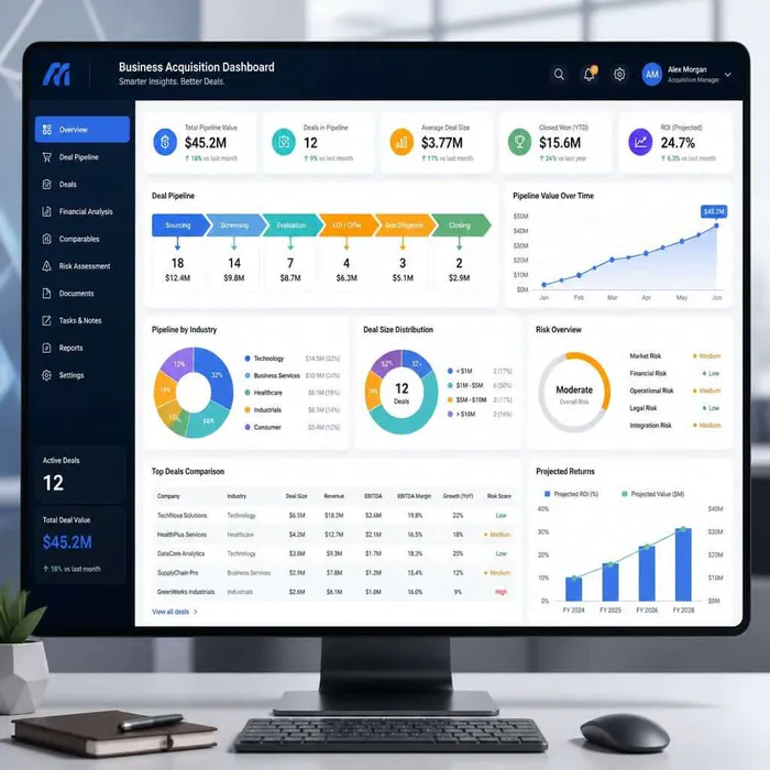 Business Acquisition Dashboard for Smarter Deal Analysis
